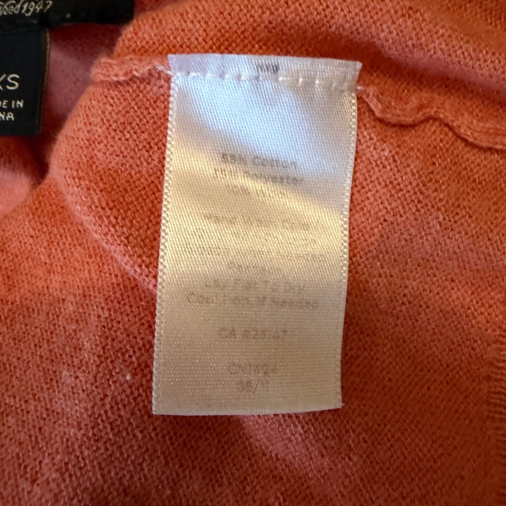 Talbots Womens XS Coral Pink Ruffle V-Neck Button Front Knit Cardigan Sweater - Picture 4 of 4